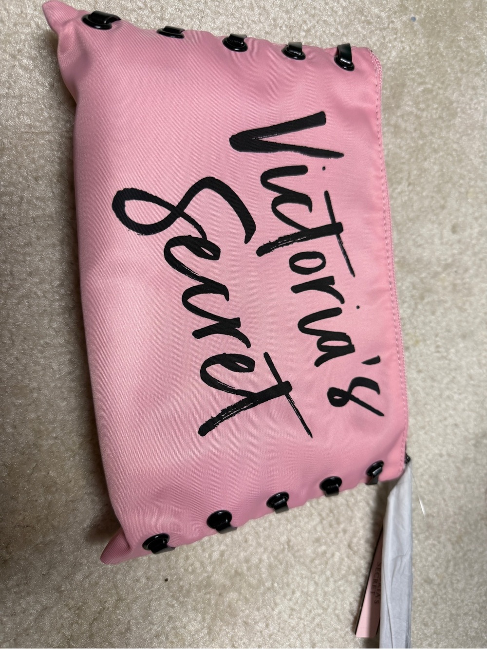 Victoria's Secret Pink Script Cosmetic Pouch with Black Accents - Picture 1 of 7